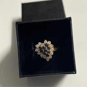 14k Yellow Gold 1.09ctw Sapphire & Diamond Heart Cluster Ring Appraisal $1225